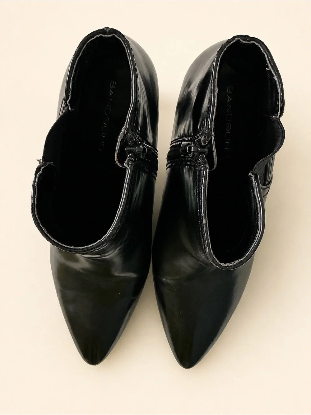 Bandolino Black Patent Pointed-Toe Ankle Boot with 3” Heel | 7.5